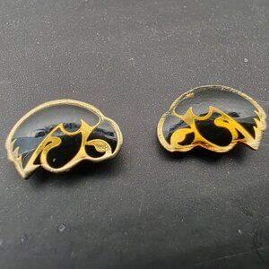 Iowa Hawkeyes Enamel Stud Earrings Tigerhawk Logo Black Gold Collegiate Fan Gear